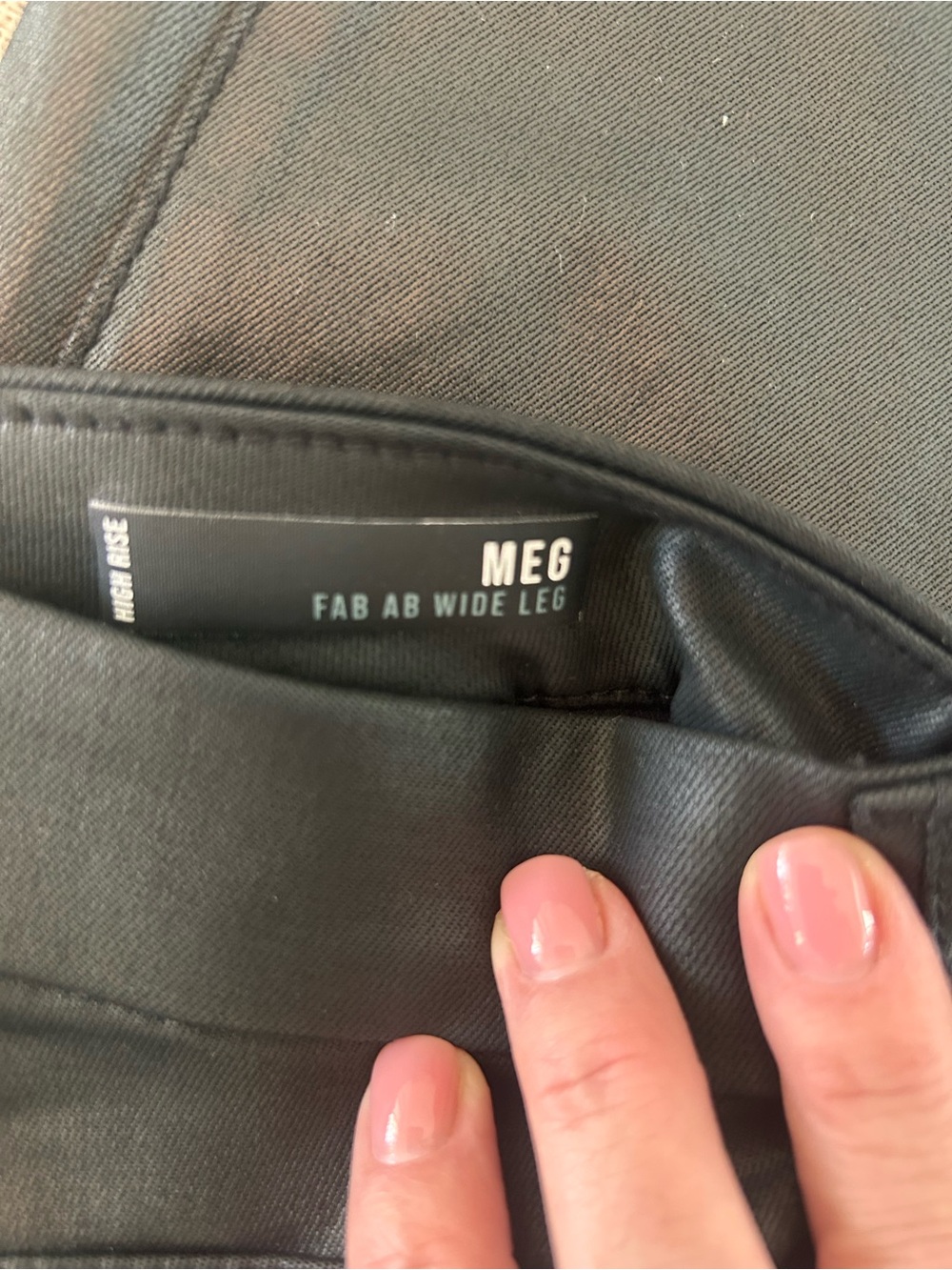 Kut from the Kloth Meg Fab AB Wide Leg Black Faux Leather Jeans, Size 2 - Picture 4 of 7